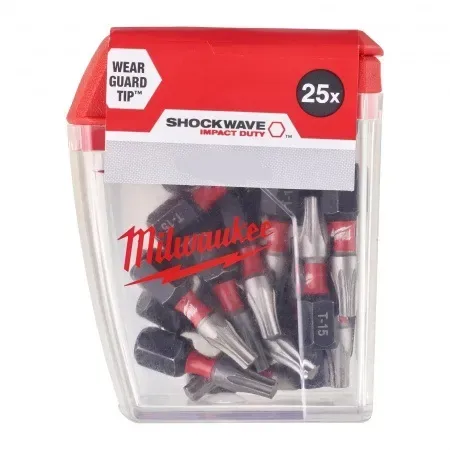 Подарочный набор биты для шуруповерта Milwaukee Shockwave IMPACT DUTY PZ1 X 25 мм (25 шт) + перчатки Milwaukee Cut Level с защитой от минимальных рисков, уровень защиты C/3, размер L/9 ACC2511013L