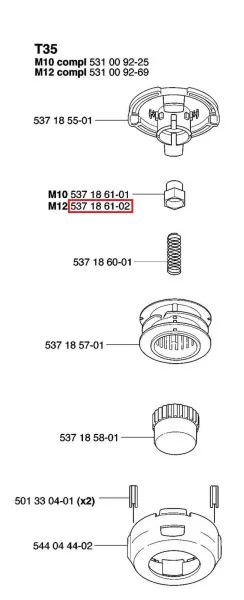 Адаптер триммерной головки Husqvarna T35 S35 M12 537 18 61-02