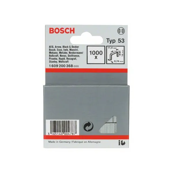 Скобы к степлеру Bosch 11.4х14 мм (тип 53) (уп.1000шт) (1609200368) 1609200368