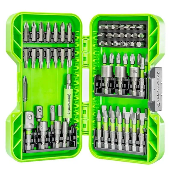Набор бит, торцевых головок и адаптеров Greenworks HEX 1/4 в кейсе (70 предметов) 2944407