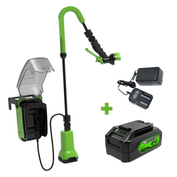 Насос аккумуляторный для полива из бочки Greenworks 24V G24SWP (1х4Ач, ЗУ) 3401007UB