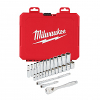Набор метрических головок с воротком Milwaukee 1/4'' (28 предметов) 4932464943 Набор метрических головок с воротком Milwaukee 1/4'' (28 предметов) 4932464943