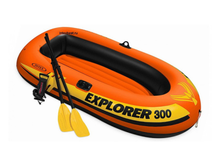 Надувная лодка трехместная INTEX Explorer 300, 211х117х41 см, весла,насос ручной 58332NP