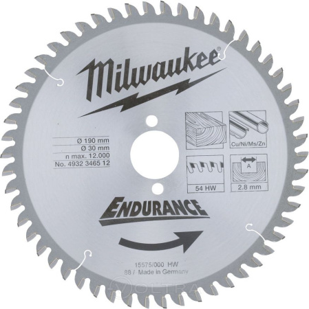 Диск пильный Milwaukee по дереву 190х2,8х30 4932346512