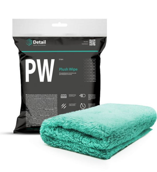 Салфетка микрофибровая для располировки составов Detail PW "Plush Wipe", 40х40 DT-0245