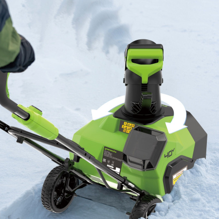Снегоуборщик аккумуляторный Greenworks 40V G40ST40 (1хАКБ 4Ач и ЗУ) 40см 2603607UB