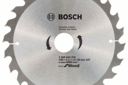 Диск пильный BOSCH для циркулярок ECO 190-30  for wood 24 зуб.