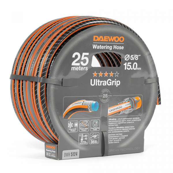 Шланг поливочный 5/8 " (15мм) DAEWOO UltraGrip 25 метров DWH 5124