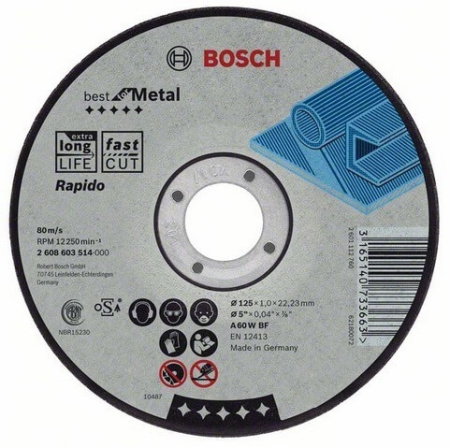 Отрезной круг BOSCH 125x1.0 Best for Metal прямой