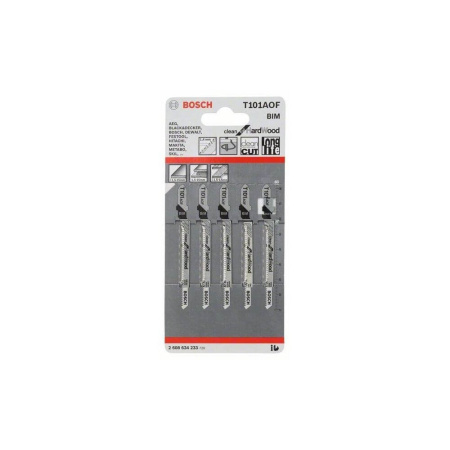 Пилка BOSCH для лобзика T 101 AOF Clean for Hard Wood (в упаковке 5 шт.)