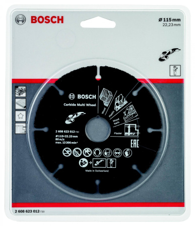 Диск твердостплавный BOSCH 115 мм дерево/пластик/гипсокартон/ламинат