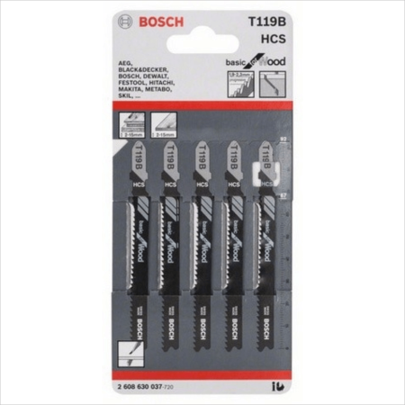 Пилка BOSCH для лобзика T 119 В Basik for Wood (в упаковке 5 шт.)