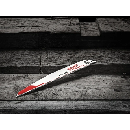 Полотно для сабельной пилы, демонтажное по дереву, дереву с гвоздями, пластику Milwaukee THE AX 230 мм/ шаг зуба 5 мм (5 шт) (экоупак.) (замена для 48005026) 48475026