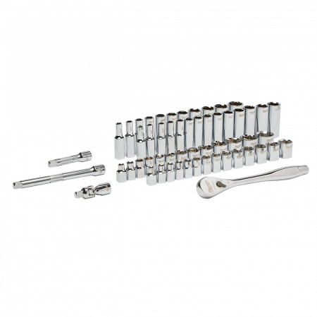 Набор метрических и дюймовых головок с воротком Milwaukee 3/8'' (56 предметов) 4932464946 Набор метрических и дюймовых головок с воротком Milwaukee 3/8'' (56 предметов) 4932464946