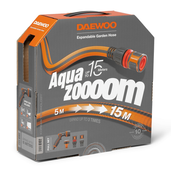 Шланг растягивающийся Aquazoom 5-15м с набором для полива DAEWOO DWH 6102 DWH 6102