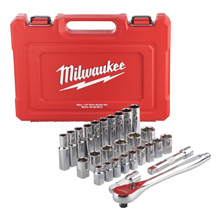 Набор метрических и дюймовых головок с воротком Milwaukee 3/8'' (56 предметов) 4932464946 Набор метрических и дюймовых головок с воротком Milwaukee 3/8'' (56 предметов) 4932464946