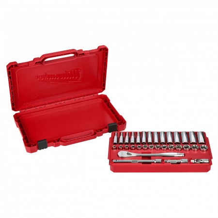 Набор метрических и дюймовых головок с воротком Milwaukee 3/8'' (56 предметов) 4932464946 Набор метрических и дюймовых головок с воротком Milwaukee 3/8'' (56 предметов) 4932464946