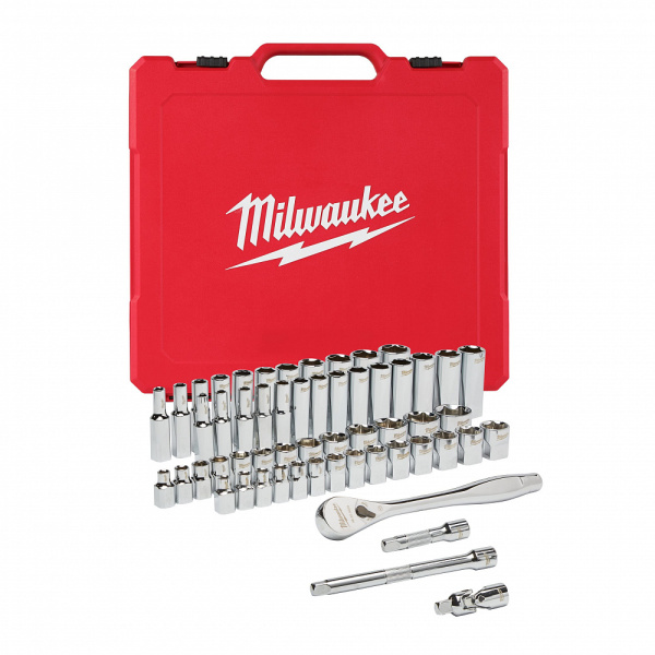 Набор метрических и дюймовых головок с воротком Milwaukee 3/8'' (56 предметов) 4932464946 Набор метрических и дюймовых головок с воротком Milwaukee 3/8'' (56 предметов) 4932464946