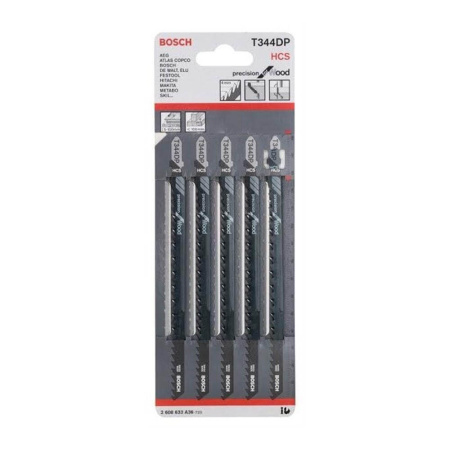Пилка BOSCH для лобзика T 344 DP Precision for Wood 5 шт.