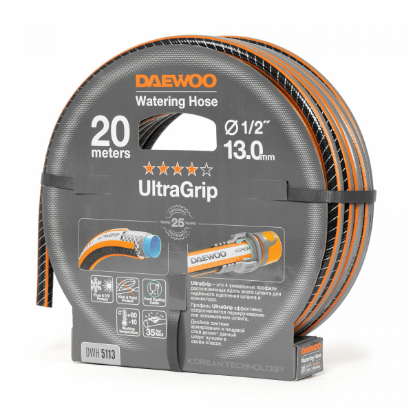 Шланг поливочный 1/2 " (13мм) DAEWOO UltraGrip 20 метров DWH 5113