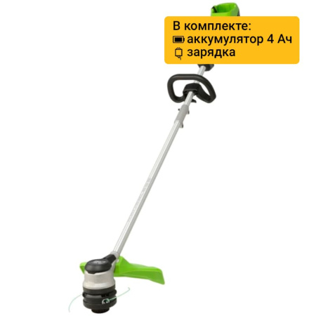 Триммер аккумуляторный Greenworks 60V GD60LTK4 (1хАКБ 4Ач и ЗУ) 40см 2108307UB