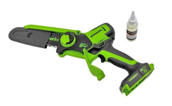 Цепная мини пила аккумуляторная Greenworks 24V GD24CSMNX (1хАКБ 4Ач и ЗУ) 15см 2008707UB Цепные пилы