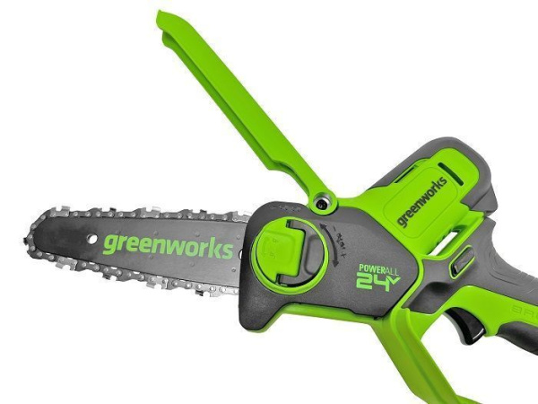 Цепная мини пила аккумуляторная Greenworks 24V GD24CSMNX (1хАКБ 4Ач и ЗУ) 15см 2008707UB Цепные пилы