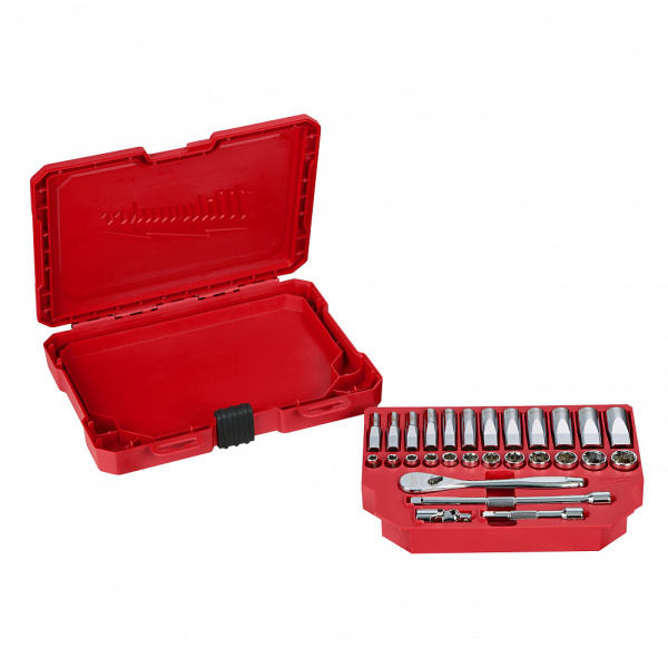 Набор метрических головок с воротком Milwaukee 1/4'' (28 предметов) 4932464943 Набор метрических головок с воротком Milwaukee 1/4'' (28 предметов) 4932464943
