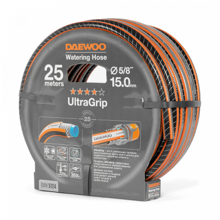 Шланг поливочный 5/8 " (15мм) DAEWOO UltraGrip 25 метров DWH 5124