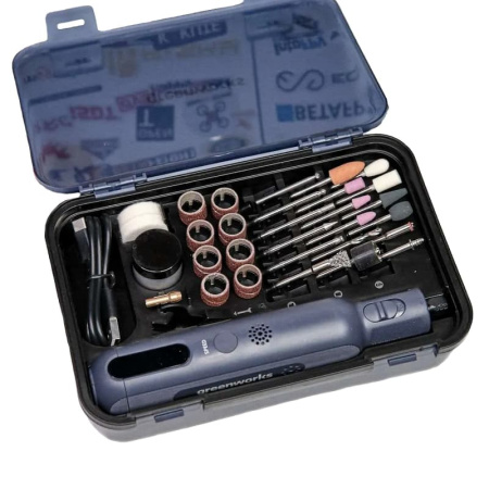 Гравер аккумуляторный Greenworks 8V с принадлежностями (52 предмета) 3200707 Граверы