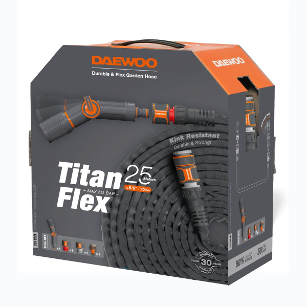 Шланг для полива TitanFlex 25 метров с набором для полива DAEWOO DWH 9224 DWH 9224