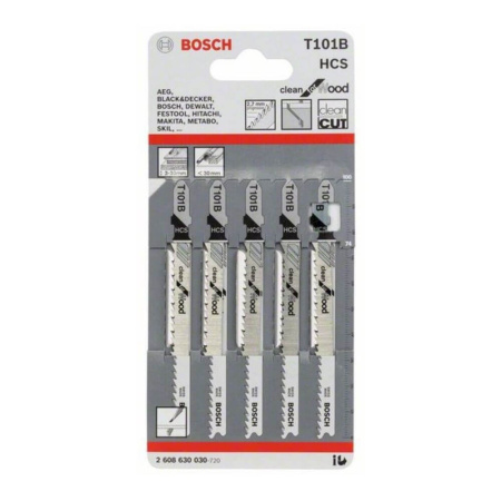 Пилка BOSCH для лобзика T 101 B Clean for Wood (в упаковке 5 шт.)