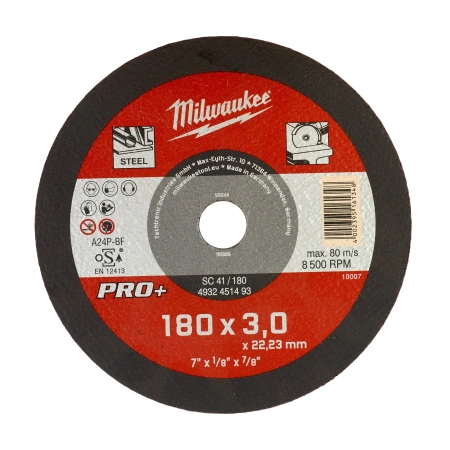 Отрезной диск по металлу Milwaukee SC42 / 180х3х22.2 PRO+ (замена для 4932490070) 4932451497 Отрезной диск по металлу Milwaukee SC42 / 180х3х22.2 PRO+ (замена для 4932490070) 4932451497