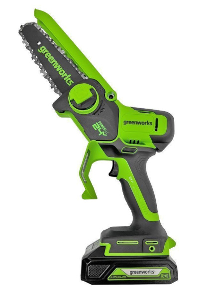 Цепная мини пила аккумуляторная Greenworks 24V GD24CSMNX (1хАКБ 4Ач и ЗУ) 15см 2008707UB Цепные пилы