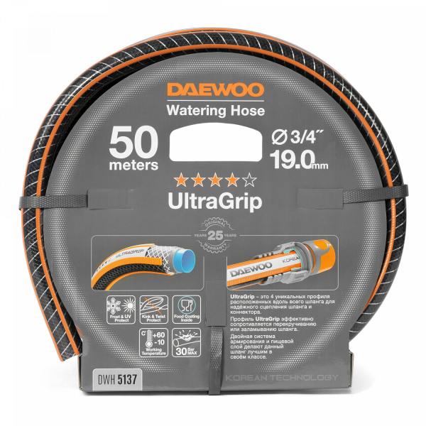 Шланг поливочный 3/4 " (19мм) DAEWOO UltraGrip 50 метров DWH 5137