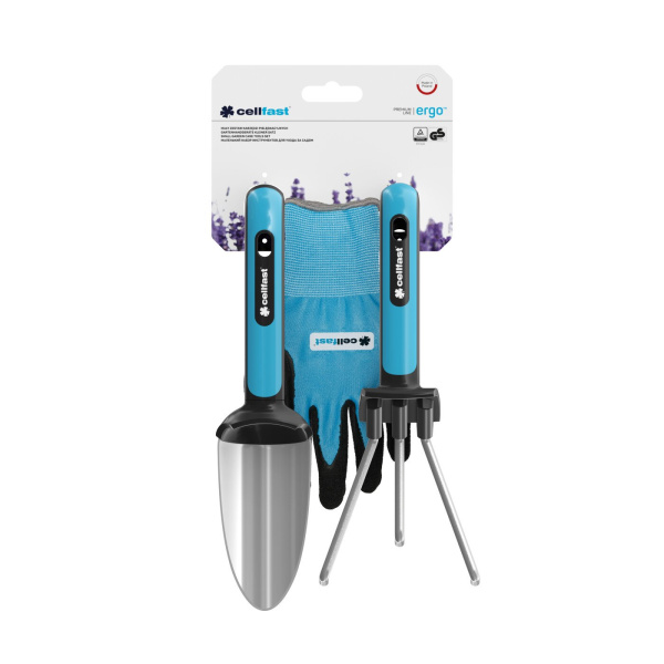 Набор инструментов для ухода за садом Cellfast ERGO (совок, культиватор, перчатки) 42-103
