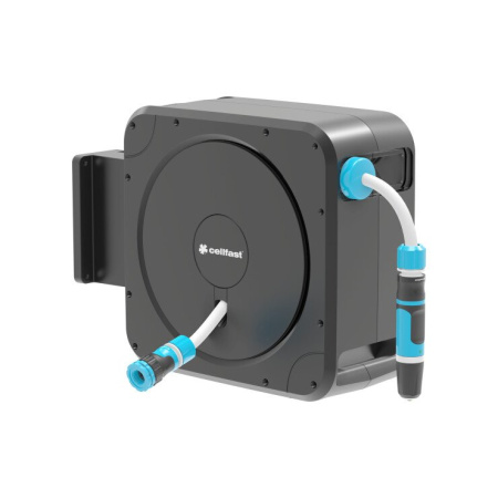 Катушка со шлангом настенная автоматическая Cellfast 20 ERGO 1/2" 20 м, фитинги, комплект для подключения 55-410