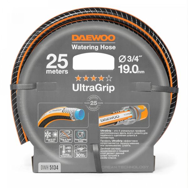 Шланг поливочный 3/4 " (19мм) DAEWOO UltraGrip 25 метров DWH 5134