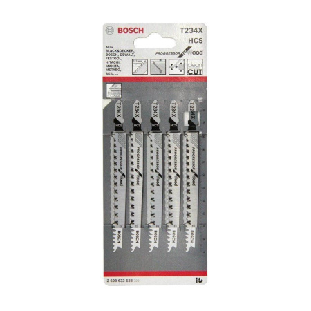 Пилка BOSCH для лобзика T 234 X Progressor for Wood (в упаковке 5 шт.)