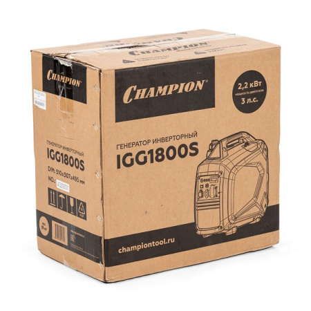 Генератор инверторный CHAMPION IGG1800S (1,8/2,0 кВт, 3лс, 4л, 18кг, закрытый корпус) IGG1800S