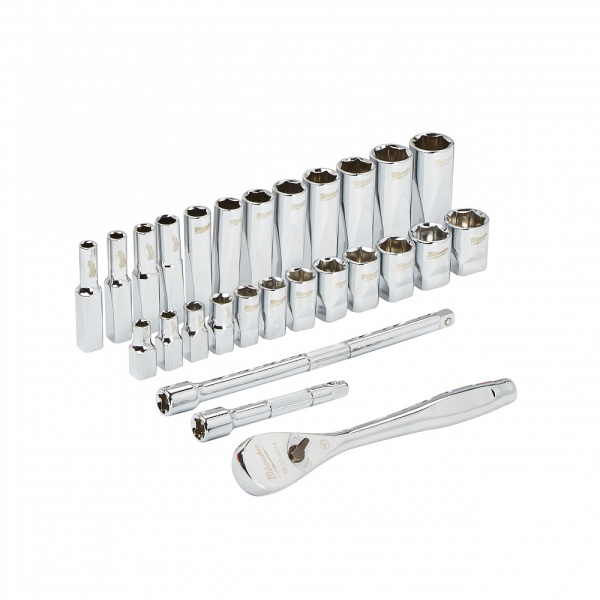 Набор метрических и дюймовых головок с воротком Milwaukee 3/8'' (56 предметов) 4932464946 Набор метрических и дюймовых головок с воротком Milwaukee 3/8'' (56 предметов) 4932464946