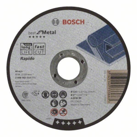 Отрезной круг BOSCH 125x1,0 Best for Metal прямой