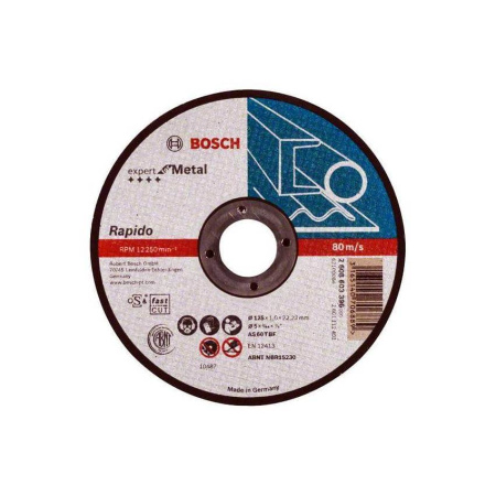 Отрезной круг BOSCH 125х1 мм Expert for Metal Rapido по металлу прямой