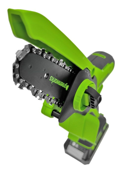 Цепная мини пила аккумуляторная Greenworks 24V G24MCS10 (1хАКБ 4Ач и ЗУ) 10см 2008207UB Цепные пилы