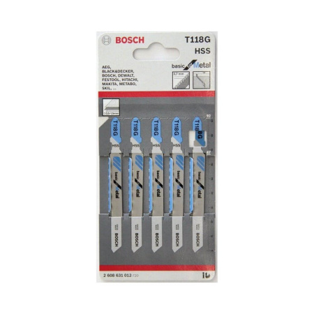 Пилка BOSCH для лобзика T 118 G Basik for Metal (в упаковке 5 шт.)